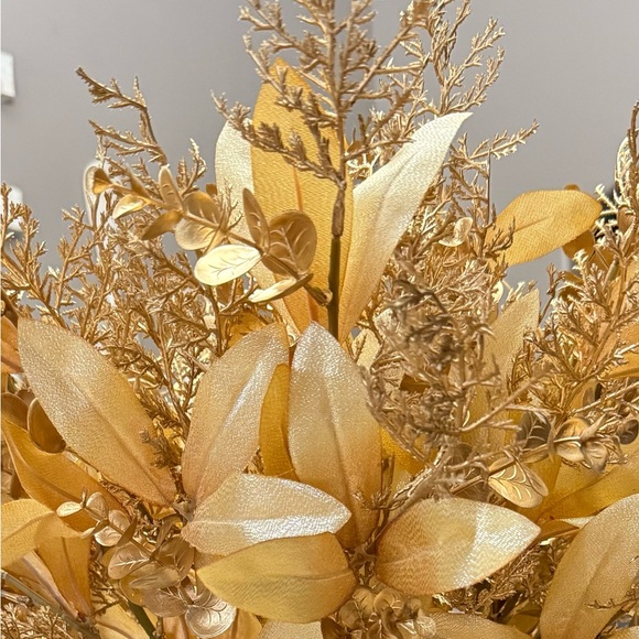 Threshold Gold Artificial Leaf eucalyptus leaves 12-piece set. Vase not included - Picture 6 of 13